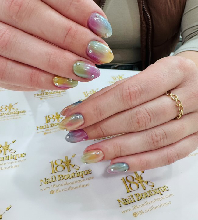 Aurora rainbow gel nails